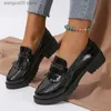 SURET BUTS Black Patent Skórzane Mokory mokasyna Kobiety moda mody płytkie płaskie buty Kobieta Brytyjski styl środkowego obcasy buty biurowe 42 T230818