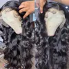 30 Inch Body Wave Lace Front Human Hair Wigs 220%density Brazilian Water Wavy Lace Frontal Wig for Women PrePlucked Transparent Lace Wig