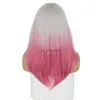 Les perruques synthétiques étaient gris rose avec une frange longue perruque de fibre chimique résistante à haute température Lolita Fashion Party Wig HKD230818