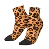 Men's Socks Watercolor Leopard Pattern Short Unique Casual Breatheable Adult Ankle