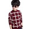 Pullover 2023 herfst winter Engeland stijl nieuwe kinderen boy plaid trui jas kinderen kleding baby jacquard cotton boys pullover 410y x0818