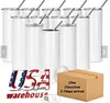 CAN USA Warehouse Sublimation Tumblers Mugs Blank 20oz White Straight Blanks Heat Press Cup With Straw