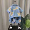 Kleidung Sets Kid Boy Sommer Kleidung Bär Print Denim Shirt Shorts und Jeans 2pcs Jacke Top Hosenanzug Kinder Trailsuiten 230818