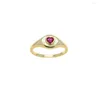 Anelli a grappolo Forma del cuore Ruby Stone Gold Color Finger Bandet Cz Anello per donne Amante Mother Classic 925 Gioielli in argento sterling