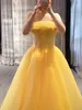 Party Dresses Real Picture Yellow Strapless Beading Custom Made Hand Sewing High Quality Ankle Length Evening Dress Arrive 2023