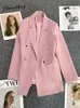 Damenanzüge Blazer Yitimuceng Frauen grüne Jacken Frühlingssommer Fashion Office Ladies Elegante Mäntel Casual Double Breauzed Außenbekleidung 230817