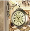 Wall Clocks Vintage Double Clock Nordic Creativity Silent Art Metal Round Klokken Wandklokken Home Decoration 60wccM