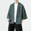 Męskie koszulki męskie męskie haft haftowe kimono mody Hip Hop Streetwear koszulka krótkie rękawie bluzka chiński styl jesienny vi