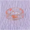 Band Rings Fashion Dried Flowers Cute Transparent Resin Ring For Women Girls Romantic Gifts Party Handmade Jewelry Drop Delivery Dhiu8