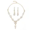 Collier Boucles d'oreilles Set Bridal Crystal perles Perles Gold Color Statle Colliers charme Bijoux de luxe pour femmes Gift Valentin