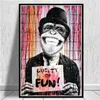 Résumé Banksy Graffiti Affiches Mur Image Funny Monkey Street Canvas Peinture murale Affiches d'art pour garçons Bar Bar Bar Decor No Frame Wo6