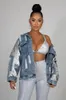 Womens Jackets Shiny Sequined Jeans Casual Coats Outerwear Sexy Women Turn Down Collar Elegant Ripped Denim Jacket Coat 230817