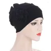 Ethnic Clothing Women Diamonds Flower Turban Cap Soild Color Muslim Headscarf Bonnet Inner Hijabs Arab Head Wraps Hat