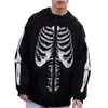 Sweats à capuche masculine Sweatshirts d'automne d'hiver Skeleton à style noir pour hommes Swelettes Sweettons décontractés Long Long Cold Zipper Clothing Street Fashion Vintage Coat 230817