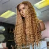 Ombre #4t #27 Honey Brown Deep Water Wave Human Hair parrucche per donne nere Gluteless 200densità Long Prenite Punta 360 Pizzi Parrucca anteriore