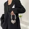 Evening Bags Pearls Beaded Crossbody Bags for Women Metallic Mini Heart Handbags Luxury Women's Designer Shoulder Bag Coins Lipstick Purses 230818