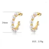 Stud Earrings Wholesale Personalized Imitation Pearl Cuff Women Shell Studs 18K Gold Plated Brass Earring Jewelry