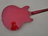 Semi-Hollow Body Wine Red E-Gitarre mit fester Brücke Flammen Maple Top bieten Logo/Farbe Anpassung an