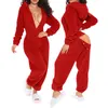 Jumpsuits für Frauen Herbst Winter Langschläre mit Kapuze -Overall Onepiece Homewear Nachtwäsche Plüsch Strampler Pyjamas Stresung