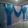 Decorative Flowers 3M 6m Ice Silk White Wedding Backdrop With Blue Sequins Swag Custom Color Luxury Background For Party Decor