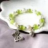 Charm Bracelets Green Opal Pearl Butterfly Beaded Bracelet Simple Temperament Wild Ins Niche Design #YXS18