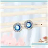 Stud JewelryStud 1Pair Crystal Turkish Evil Eye kleine oorbellen voor vrouwen Vintage Boheemse strass Round Sun Ear sieraden E6671 Drop Dhwuc