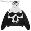 Herrtröjor tröjor Nytt stort område Skull Y2K Harajuku Street Retro Print Trend Sweaters Loose Hooded Sweaters Loose Autumn Par Jacket Style Z230819