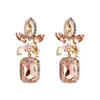 Boucles d'oreilles en peluche Vedawas Sparkly Colorblock Rugestone Square Drop For Women Luxury Crystal Flower Jewelry Wedding Beautiful Accessoires