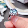 Clusterringe Meibapj natürlicher blauer Topaz Blumenmode Ring für Frauen Real 925 Sterling Silber Fine Hochzeit Schmuck