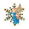 Broches vrouwelijke mode vintage kristal schattige engel sneeuwvlok voor vrouwen luxe geel goud kleurlegering dierbroche veiligheid pennen