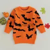 Pull FOCUSNORM 37Y Halloween Enfants Filles Automne Hiver Pull Robe À Manches Longues Motif Tricoté Pull Long Outwear x0818