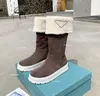 Monolith Boots Designer Triangle Logo Fur swobodne buty kobiety Najwyższej jakości platforma moda jesienna zima ciepłe wełniane buty
