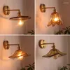 Wall Lamps Vintage Brass Lamp Modern Nordic Bedside Smoke Glass Simple Bathroom Mirror Front Sconce