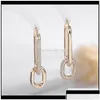 Stud Fashion Ins Luxury Designer Diamond Zirconia Copper Chain Geometric Clip sur les boucles d'oreilles pour Femmes Girls Gifts S925 SIER POST LW8UZ D DH0NY