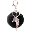 Keychains Lanyards Fashion Fur Eloy Rhinestone Cute Dolphin Car Keychain Creative Keyring Bag Pendant Accessories Drop Delivery DHG65