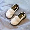 Sneakers Kids PU Leather Shoes Spring Autumn Fashion Girls Pearls Casual Princess Flats Soft Loafers Children Black Beige 2335 J230818