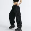 Pantaloni da donna Streetwear Pantaloni cargo Donne sciolte corse dritte ad alta vita hip hop hip hop femminile pancia da tasca