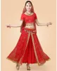 Stage Wear 2023 Sari Dancewear Women Belly Dance Clothing Set kostuums Bollywood -jurk (topgordel rok Veil -kopstuk)