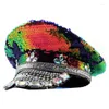 Berets 652f Bejeweled Office Hat Sequins Crystals Crystal Capitaine
