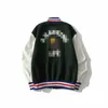 A Bathing Ape Autumn New Men's Embroidered Fabric Color Matching Leather Sleeve Baseball Jacket jacket Bathing Ape Hooded