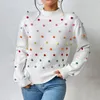 Maglioni femminili maglione in maglia in maglia inverno donne a maniche lunghe a maniche lunghe decorazioni palla di pelliccia fulloni finta