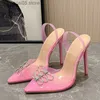 Dress Shoes Liyke 2023 Brand Women Pumps Crystal Bowknot Buckle PVC Transparent High Heels Fashion Wedding Bride Pointed Toe Shoes Stiletto T230818