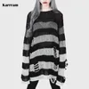 Panels pour femmes Karrram Punk Gothic Sweater emo Tops E-Girls Mall Goth Pullovers Y2K HARAJUKU GRUNGE Vêtements alt Dark Aesthetic Striped Choters 230817