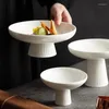 Assiettes High Plate Ceramic Japonais délicat de luxe léger plateau de collation Bureau de thé chinois Restaur