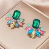 Stud -oorbellen kleurrijk kristal boho bloemen oor vrouwen trendy droom elegante strass vrouwelijke oordingen