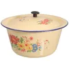 Bowls Bowl Enamel Enamelware Basin Soup Salad Serving Vintage Pot Mixing Metal Fruit Cereal Container Chinese Dinner Lid Popcorn