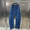 Jeans pour femmes Borvemays 2023 Printemps Automne Mode Tendance Pantalon à jambes larges Taille haute Couleur unie Poches Personnalité Street Jean 230817