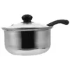 Double Boilers Single Handle Small Cooking Pot Saucepan Lid Stainless Steel Soup Baby