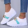 Dress Shoes JMPRS Metal Chain Breathable Mesh Flats Women 2022 Autumn Slip On White Sneakers Woman Plus Size 43 Comfy Soft Sole Casual Shoes T230818