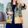 Damesbreien vrouwen breien jassen herfst winter vintage print losse zakken v-neck kraag vrouwelijk tij mink fluwelen truien wild 23